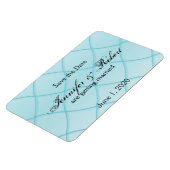 Aqua Blue Diamond Muster Wedding Save the Date Magnet (Linke Seite)