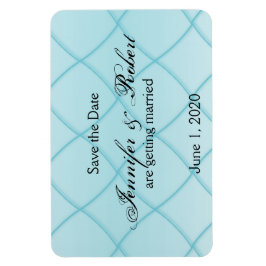 Aqua Blue Diamond Muster Wedding Save the Date Magnet