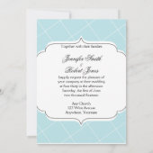 Aqua Blue Diamond Scallop Hochzeit Einladung (Rückseite)