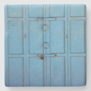 Aqua Blue Door Texture from Israel Square Unterset Steinuntersetzer