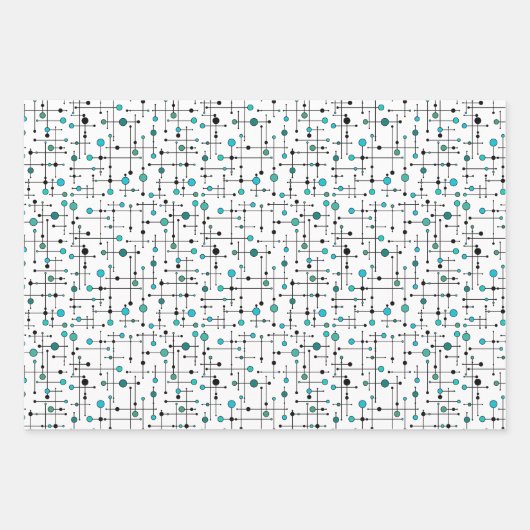 Aqua Blue Dot im modernen Stil des Mittelalters Geschenkpapier Set (Vorderseite)