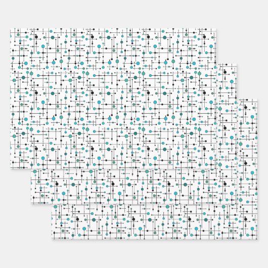 Aqua Blue Dot im modernen Stil des Mittelalters Geschenkpapier Set (Set)