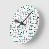 Aqua Blue Dot im modernen Stil des Mittelalters Runde Wanduhr (Winkel)