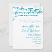 Aqua Blue Dots Bunting Pennant Wedding Einladungen (Vorderseite)