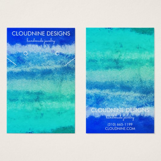 Aqua Blue Earring Necklace Juwelier Display Card (Vorne & Hinten)