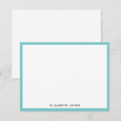 Aqua Blue Einfache Moderne Klassik Minimalistisch Mitteilungskarte (Vorne/Hinten)