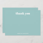 Aqua Blue Einfache moderne Niedliche Babydusche Dankeskarte (Vorne/Hinten)