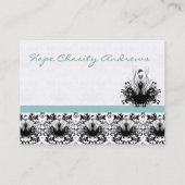 Aqua Blue Fashion Diva Damask Visitenkarte (Rückseite)