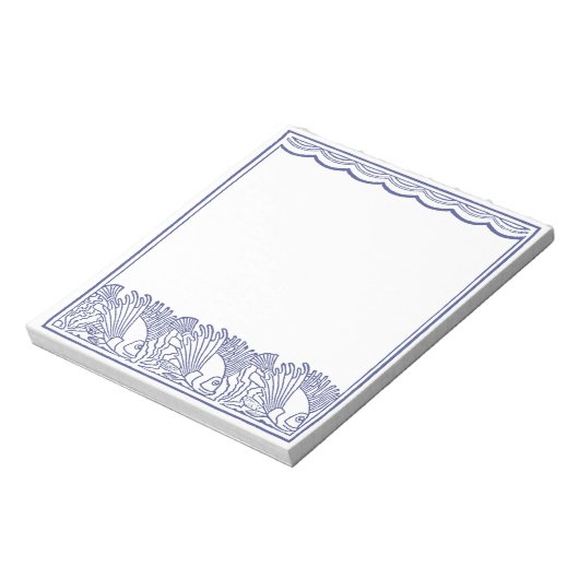 Aqua Blue Fish Border Notizblock (Rotiert)
