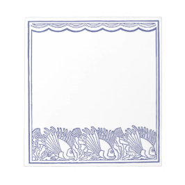 Aqua Blue Fish Border Notizblock