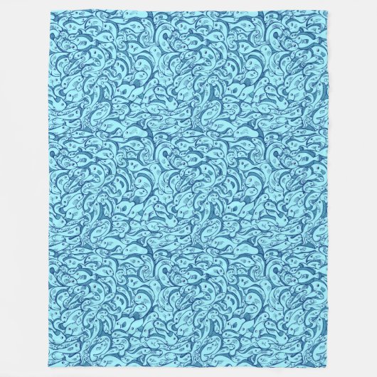 Aqua Blue Fish Muster Fleece Blanket (Vorderseite)