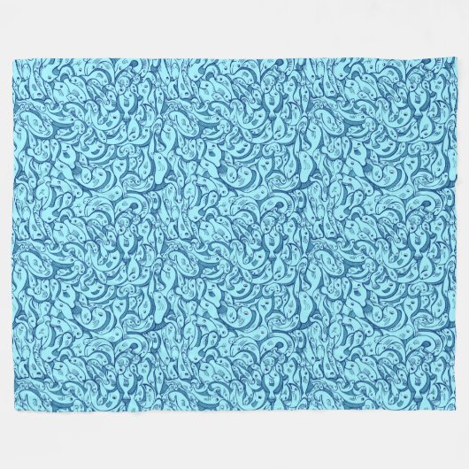 Aqua Blue Fish Muster Fleece Blanket (Vorderseite (Horizontal))