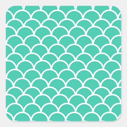 Aqua Blue Fish Skala Quadratischer Aufkleber (Vorderseite)