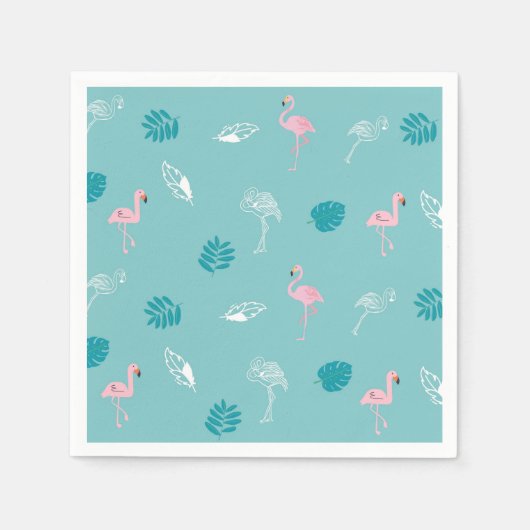 Aqua Blue Flamingo Paper Napkins Serviette (Vorderseite)