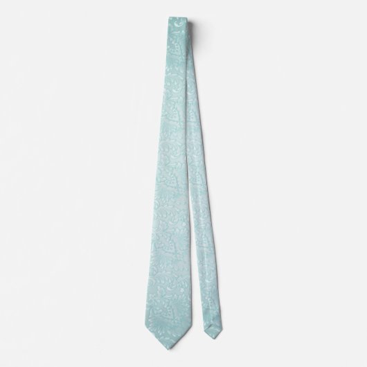 Aqua Blue Fleur Damask Neck Tie Krawatte (Vorderseite)