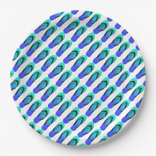 Aqua Blue Flip Flops Pappteller (Vorderseite)