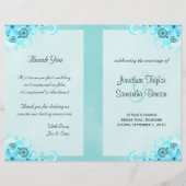 Aqua Blue Floral BiFold Hochzeitsprogramm Vorlagen (Vorderseite)