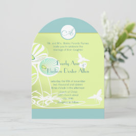 Aqua Blue Floral Bumble Bee Wedding Einladung