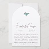 Aqua Blue Floral Bumble Bee Wedding Einladung (Vorderseite)