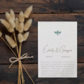 Aqua Blue Floral Bumble Bee Wedding Einladung