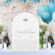 Aqua Blue Floral Bumble Bee Wedding Einladung