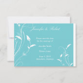 Aqua Blue Floral Filigree Hochzeit Sichern Datum Save The Date (Vorderseite)