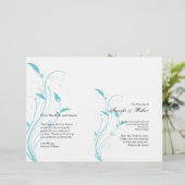 Aqua Blue Floral Filigree Wedding Program (Stehend Vorderseite)