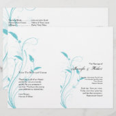 Aqua Blue Floral Filigree Wedding Program (Vorne/Hinten)