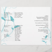Aqua Blue Floral Filigree Wedding Program (Rückseite)