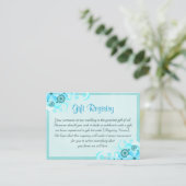 Aqua Blue Floral Mini Wedding Gift Registry Begleitkarte (Stehend Vorderseite)