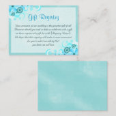 Aqua Blue Floral Mini Wedding Gift Registry Begleitkarte (Vorne/Hinten)