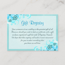 Aqua Blue Floral Mini Wedding Gift Registry Begleitkarte