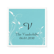 Aqua Blue Floral Monogram Wedding Monogram Wedding
