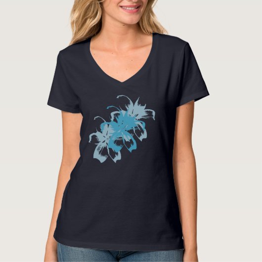 Aqua Blue Floral T-Shirt (Vorderseite)