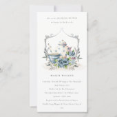 Aqua Blue Floral Teapot Cup Brautparty Einladung (Vorderseite)