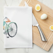 Aqua Blue Floral Vintages Fahrrad Bauernhof Geschirrtuch (Viertel Falte)