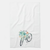 Aqua Blue Floral Vintages Fahrrad Bauernhof Geschirrtuch (Vertikal)