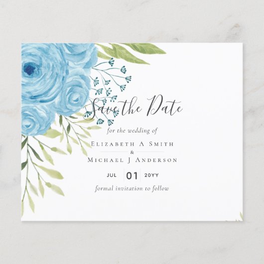 Aqua Blue Floral Wedding (Vorderseite)