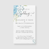Aqua Blue Floral Wedding Magnetkarte (Vorderseite)