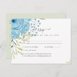 Aqua Blue Floral Wedding Postkarte