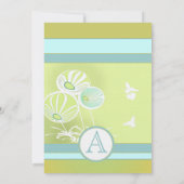 Aqua Blue Flowers und Bienen Hochzeitsempfang Einladung (Rückseite)