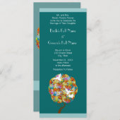 Aqua Blue Flowers und Bienen Hochzeitsempfang Einladung (Vorne/Hinten)