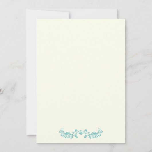 Aqua blue foliage initials Hochzeitspaare Dusche Einladung (Rückseite)