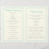 Aqua Blue Foliage Rahmen gefaltetes Hochzeitsprogr (Rückseite)