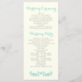 Aqua Blue Foliage Rahmen Hochzeitsprogramm Programm (Rückseite)