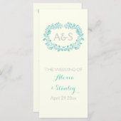 Aqua Blue Foliage Rahmen Hochzeitsprogramm Programm (Vorne/Hinten)