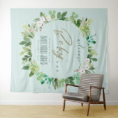 AQUA BLUE FOLIAGE WATERCOLOR BABY SHOWWICOME WANDTEPPICH (Beispiel (Horizontal))