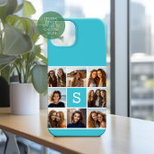 Aqua Blue Foto Collage Custom Monogram Case-Mate iPhone Hülle