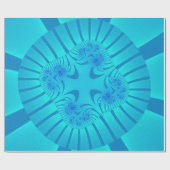 Aqua Blue Fraktal Birthday Geschenkpapier (Flach)