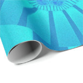 Aqua Blue Fraktal Birthday Geschenkpapier (Rolleneckpunkt)